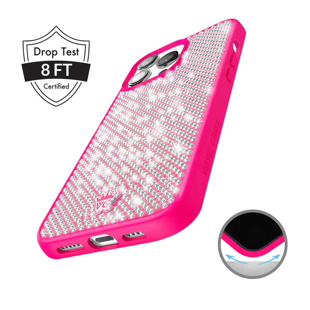 Hot Pink Caviar Crystals iPhone Case