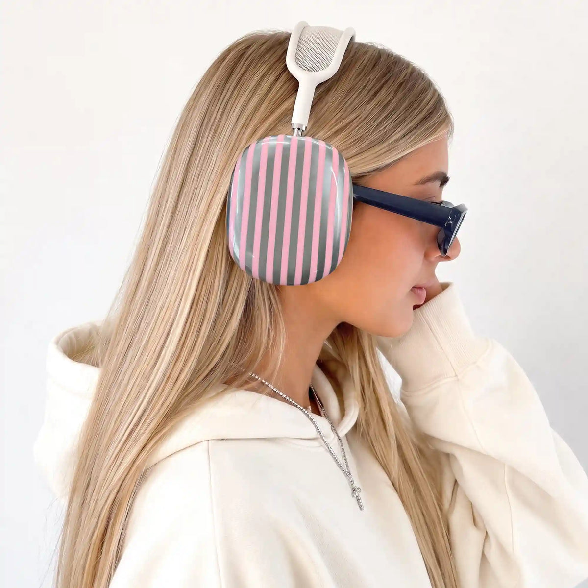 Pink Chrome Stripes AirPod Max Case