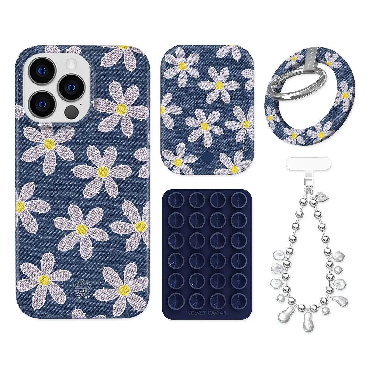 Denim Daisy iPhone Bundle Set - Grip