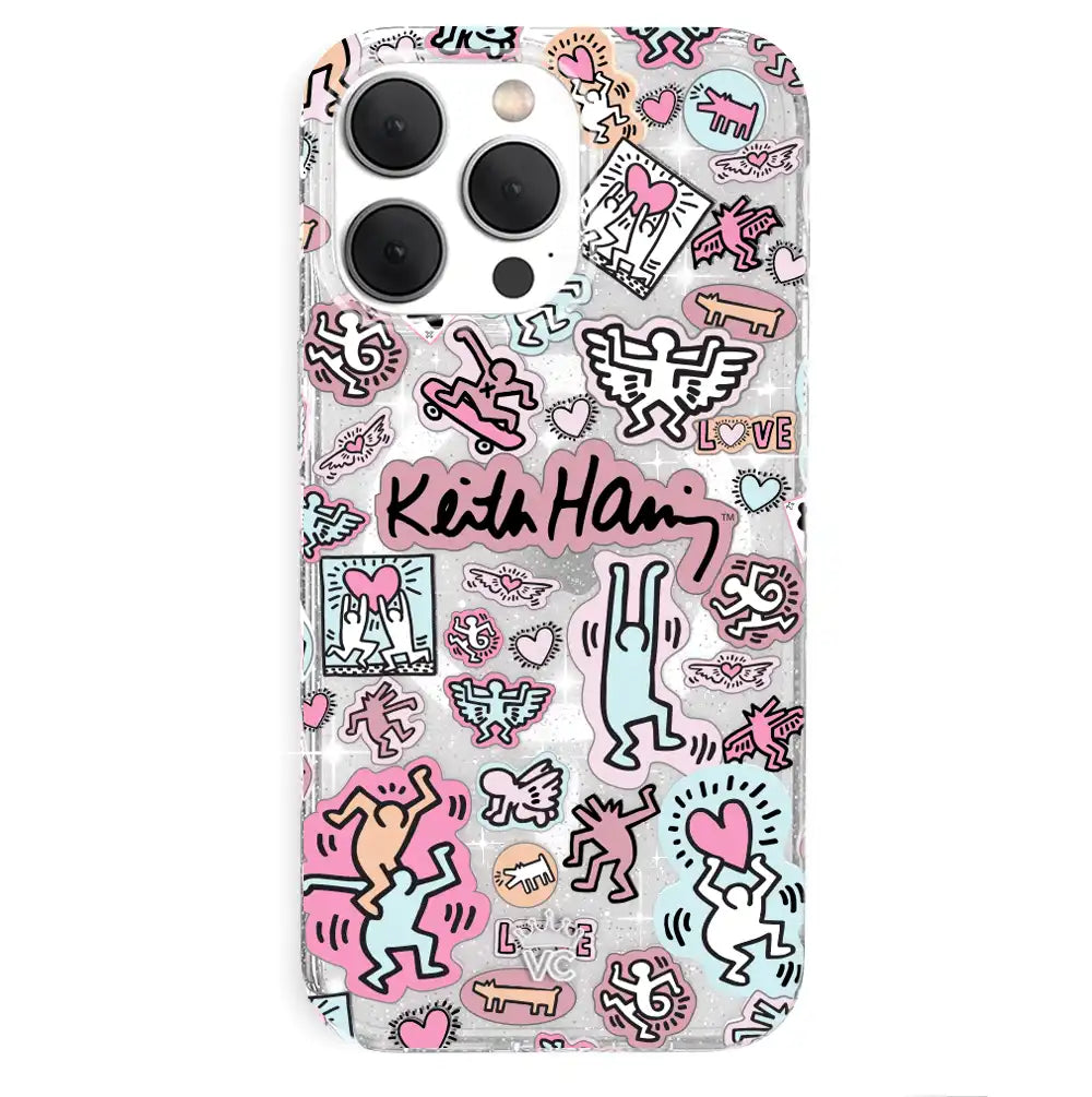Keith Haring Pastel Glitter iPhone Case