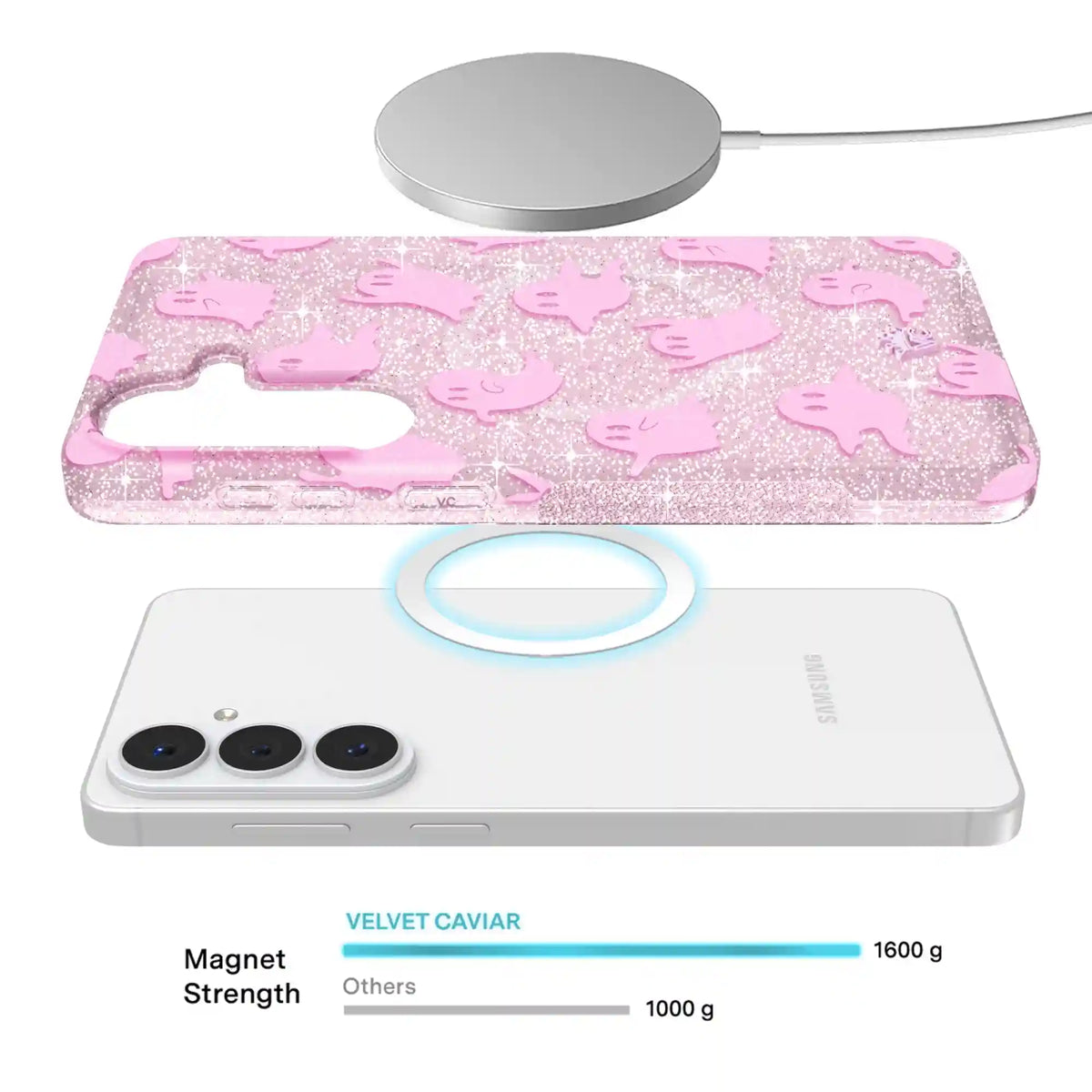 Ghosted Pink Glitter Samsung Case