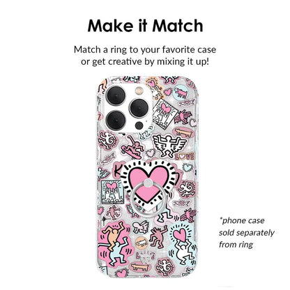 Keith Haring Pink Heart Phone Ring