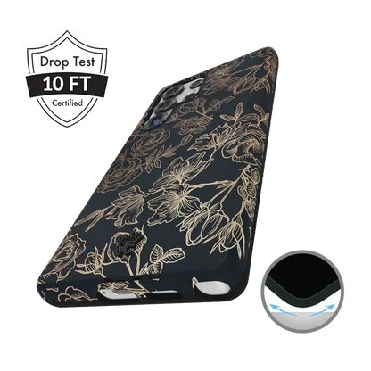 Floral Rose Gold Chrome Samsung Galaxy Case